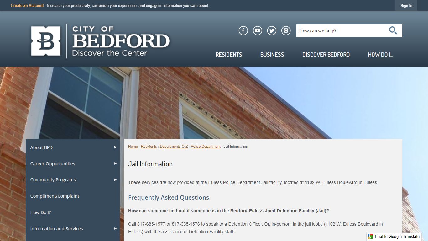 Jail Information | Bedford TX
